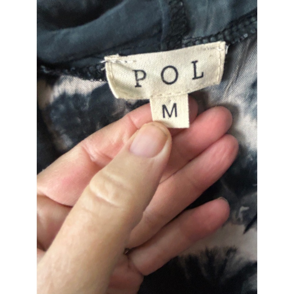 POL Gray‎ Tie Dye Kimono Cardigan Duster Cover Up Top Lace Trim Medium Boho - Picture 4 of 8